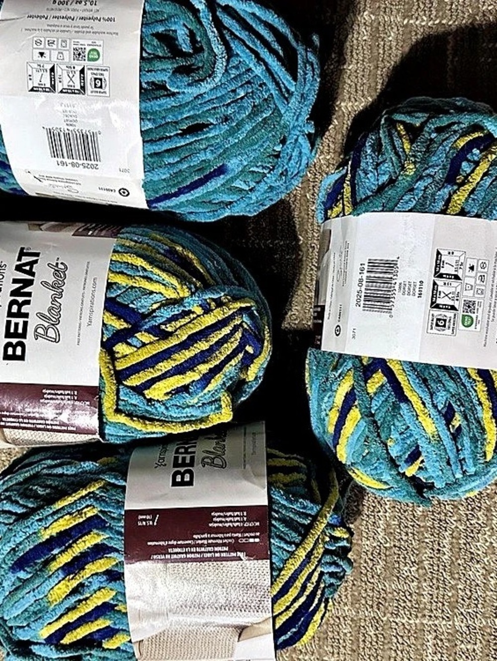 Bernat Blanket Yarn Coastal Collection Blue & Yellow